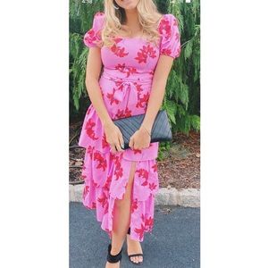 LIKELY puff sleeve floral dress